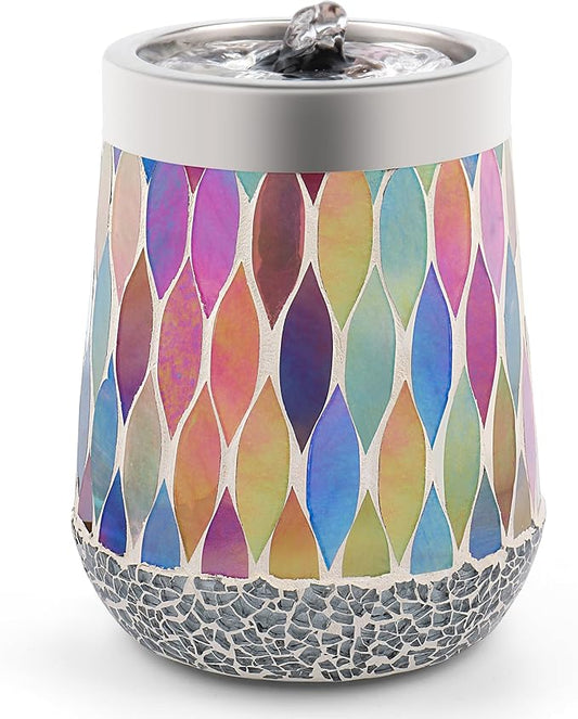 VOREEN Mosaic Tabletop Water Fountain, 20OZ Stress Relief Aromatherapy & LED Color Therapy Ultra Quiet, Indoor Zen Relaxation for Office，Essential Oil Diffuser for Office, Home, Yoga, Relaxation - Bloomnest