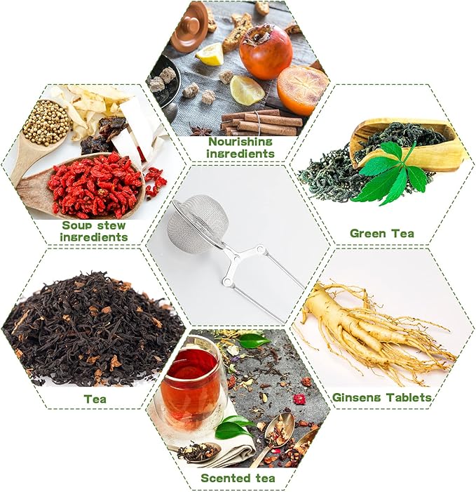 Yinder 36 Pcs Snap Tea Infuser Steeper Strainers for Loose Tea Filter Holder Tong Pincer Steeper Metal Stainless Steel Mesh Ball with Handle Reusable - Bloomnest