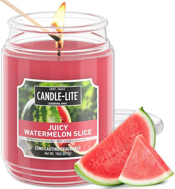 Candle-lite Scented Candles, Juicy Watermelon Slice, 18 oz Jar, Proudly Poured in The USA, Aromatherapy Candle, Single-Wick with 110 Hours of Burn Time, Perfect for Creating a Refreshing Ambiance - Bloomnest