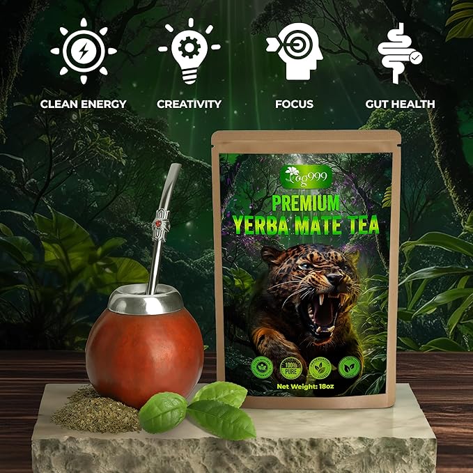 TOG999, Premium 18oz Yerba Mate Tea, Hi-Caffeine, Super-Green Yerba Mate| No Dust| Fresh - Never Aged (Ilex Paraguariensis), Cultivated from Argentina - Rich in Antioxidants and Plant Nutrients. - Bloomnest