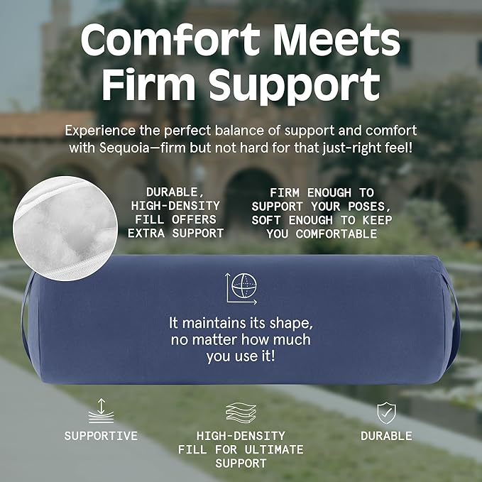 Retrospec Retrospec Sequoia Yoga Bolster Pillow - Meditation Cushion for Yoga Practices - Includes Machine Washable 100% Cotton Cover & Durable Carry Handle - Bloomnest
