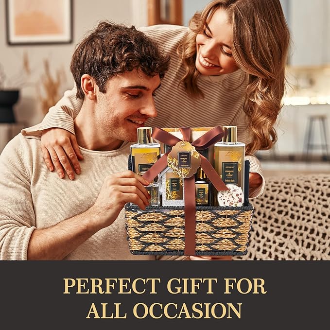 Spa Set for Women & Mens Gift, Relaxing Gifts for Men, Father's Day Gifts for Men Dad with 14PCS Charcoal & Cedar Scents Spa, Includes Bubble Bath, Shower Gel, Body Butter, Spa Kit for Mans Gift Set - Bloomnest