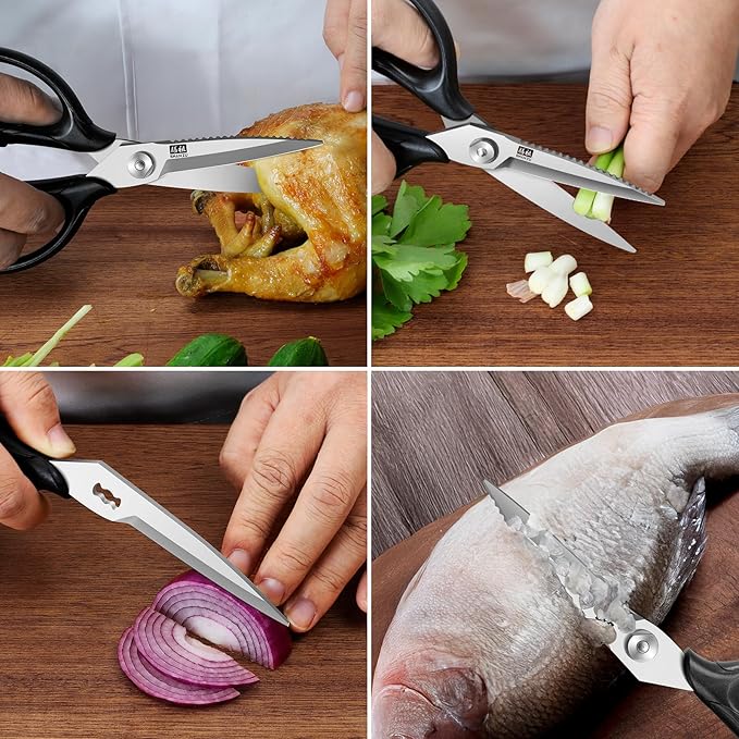 SHAN ZU 8.4" Heavy Duty Kitchen Scissors - Professional Japanese 5Cr15MoV Stainless Steel Shears, All Purpose Detachable Shears for Meat/Herbs/Poultry, Dishwasher Safe, Gift Box Included - Bloomnest