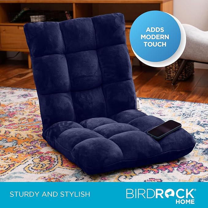 BIRDROCK HOME Adjustable Memory Foam Floor Chair - Ideal for Gaming, Reading, Meditation - Comfortable and Versatile - Suitable for Kids and Teenagers - Comfy Foldable Floor Seat - Blue - Bloomnest