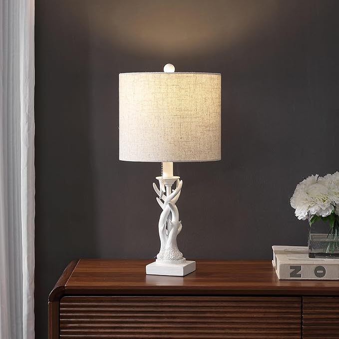 JONATHAN Y JYL1031C Gaston 20.5" Resin Mini LED Table Lamp for Living Room, Family Room, Dining Room, Bedroom, Hallway, Office, Antique White - Bloomnest