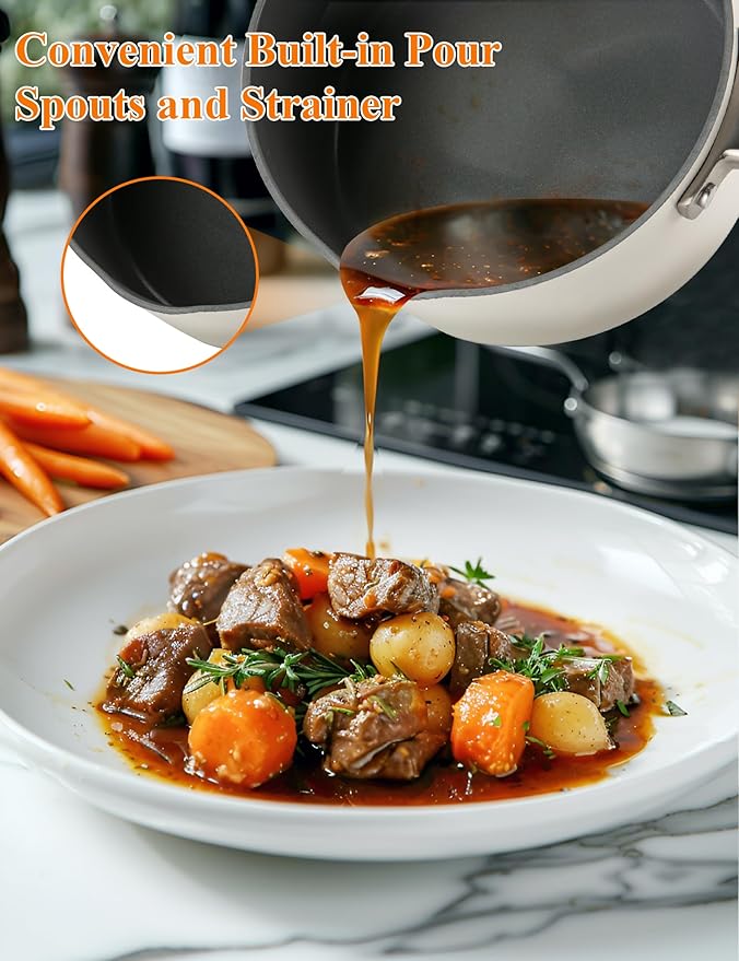 ChefRobot Nonstick Ceramic Cookware Set Healthy Pots And Pans Set Induction Kitchen Cookware sets Non Toxic Pots And Pan Set,PFOA ＆ PTFE Free (18 pcs) - Bloomnest