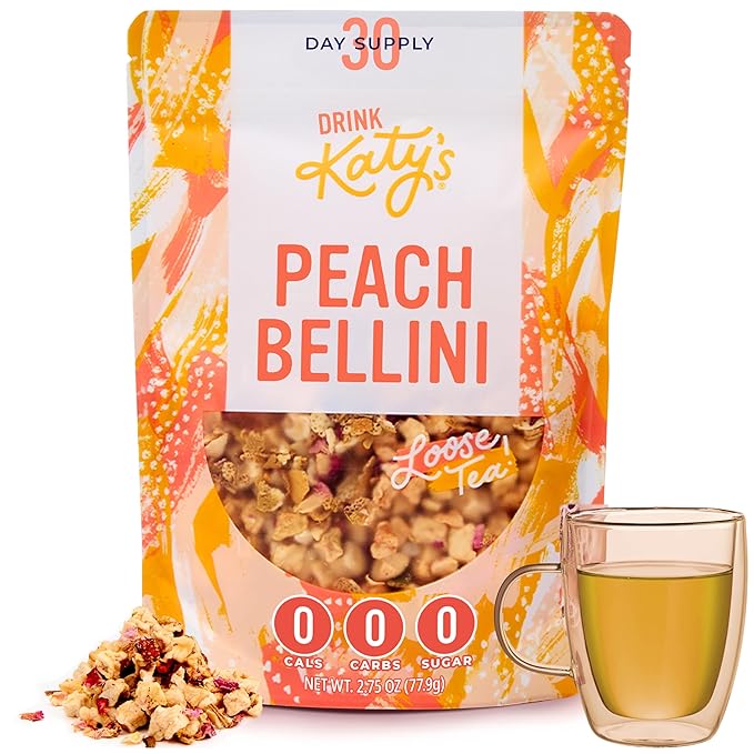 Katy’s Peach Bellini Loose Leaf Tea | Fruity & Refreshing Light White Herbal Tea | Apple, Peach & Mango | Caffeine-Free Tea | 30+ Cups | Hot or Iced | Premium Quality, Woman-Owned | 2.75oz Pouch - Bloomnest