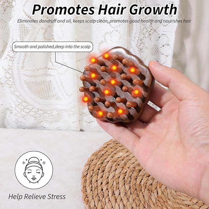 ElevateTech Wooden Scalp Massager Comb for Promote Hair Growth, Natural Wooden Hair Brush Portable Handheld Head Gua Sha Brush Round Anti-Static Head Massage Tool for Men Women Spa Bloomnest
