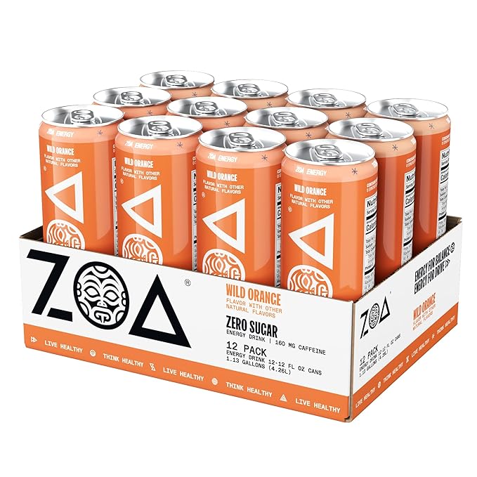 ZOA Zero Sugar Energy Drinks, Tropical Taste Pack - Sugar Free with Electrolytes, Healthy Vitamin C, Amino Acids, Essential B-Vitamins, and Caffeine from Green Tea - 12 Fl Oz (Pack Of 36) - Bloomnest