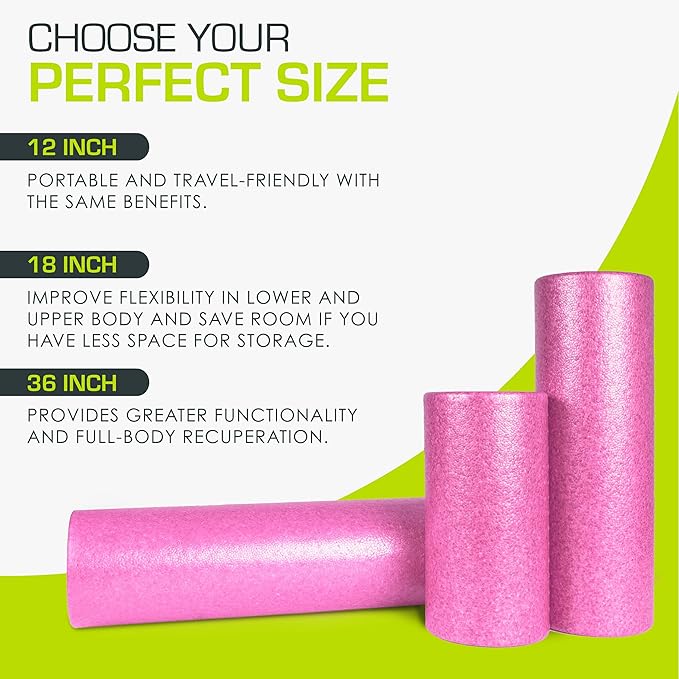 ProsourceFit High Density Foam Rollers 12 - inches Long, Firm Full Body Athletic Massage Tool for Back Stretching, Yoga, Pilates, Post Workout Muscle Recuperation, Black/Blue - Bloomnest