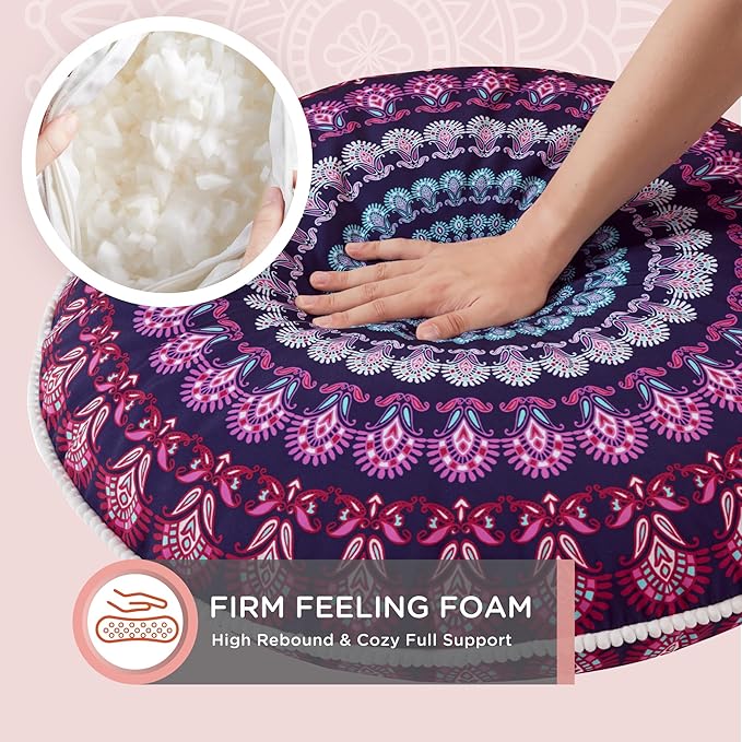 Codi 32 Inch Round Floor Pillow, Large Meditation Pouf Cushion , Memory Foam Stuffer Circle Throw Pillows - (Purple Orchid, 1 Count (Pack of 1)) - Bloomnest