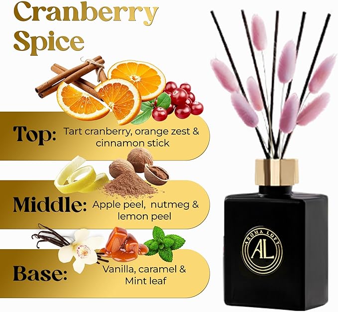 Black Reed Diffusers for Home | Premium Long-Lasting Fragrance Diffuser | Reed Diffuser Sticks in Oil Set | Smells Good in Bathroom & Office | Black, Spice Fragrance Oils Scent (5 oz) - Bloomnest