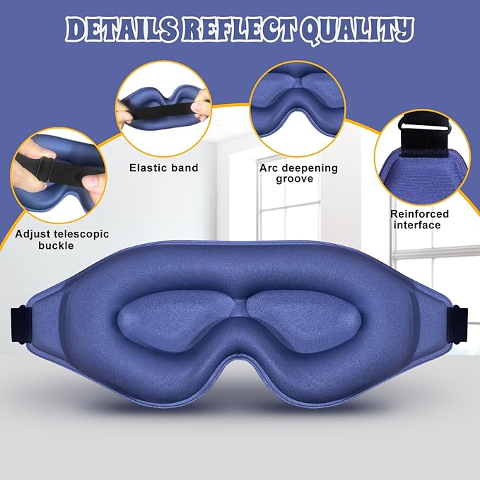 3D Advanced Eye Mask for Sleeping，Ultra Delicate Soft Skin Friendly Eye mask，100% Blackout Sleep Eye Mask for Sleep, Eyelash Extension Sleep mask - Bloomnest
