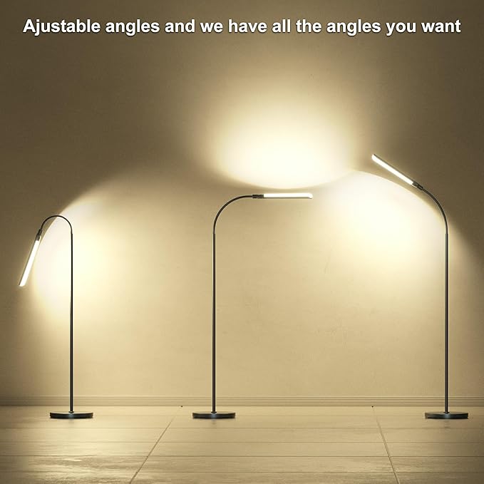 Floor Lamp, 18W Super Bright LED Floor Lamps for Living Room with Remote, Stepless Dimming Color Temperature & Brightness, Modern Adjustable Gooseneck Standing Lamp Ideal for Bedroom, Office, Study - Bloomnest
