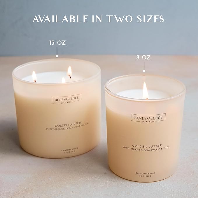 Orange, Cedarwood & Clove – Benevolence LA Fall Scented Candle for Home | 8oz, 45-Hour Burn | Natural Soy Wax, Cotton Wick | Warm Autumn Fragrance | Malibu Sands Collection – Gift for Women & Men - Bloomnest