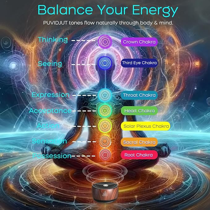 Sound Frequency Machine,Meditation Generator Instrument,Tone Device Tools - Solfeggio Frequencies Bath for Yoga, Mindfulness, Vibration System of Chakra Balancing, 5 Tones, 3 Timers - Bloomnest