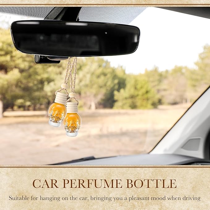 BBTO 50 Pcs Hanging Car Air Freshener Car Diffuser Bottles Empty Glass Perfume Bottle Freshener Diffuser Bottle Pendant for Essential Oil Fragrance Aromatherapy Bottle Ornament(Skull) - Bloomnest