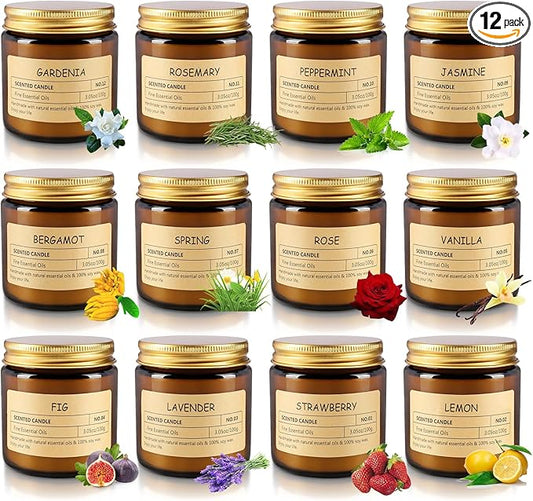 12 Pcs Scented Candles with Added Natural Essential Oils, 3.05oz, Suitable for Various Festivals, Parties, Yoga, and Home Scene. - Bloomnest