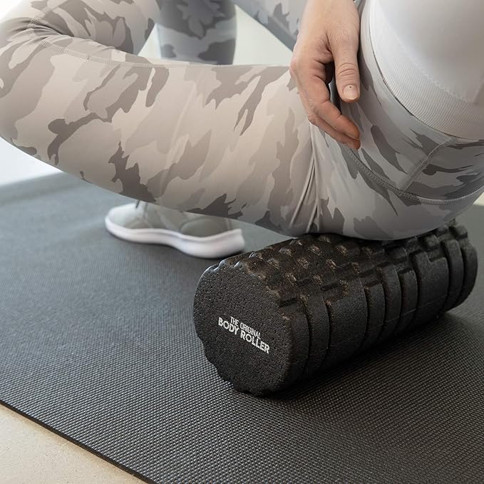 High Density Foam Roller Massager for Deep Tissue Massage of The Back and Leg Muscles - Self Myofascial Release of Painful Trigger Point Muscle Adhesions - 13" Black - Bloomnest