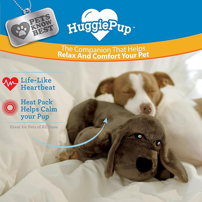 HuggiePup by Pets | Comfort Companion with Heartbeat Sleep Aide for Dogs & Puppies, Heating for Calming Relief Day or Night, Crate & Behavioral Training Essential Breeds | Chocolate - Bloomnest