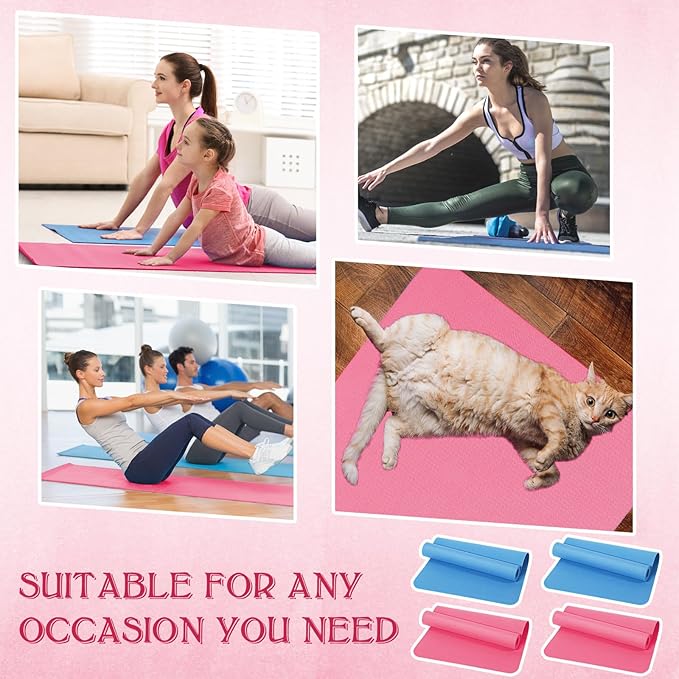 10 Pack Yoga Mats Bulk, 68'' x 24'' x 4mm Thick Yoga Mats for Kids and Adult Gym Mats Bundle Latex Free Exercise Mats with Non Slip Texture for Outdoor Yoga, Pilates or Workout - Bloomnest