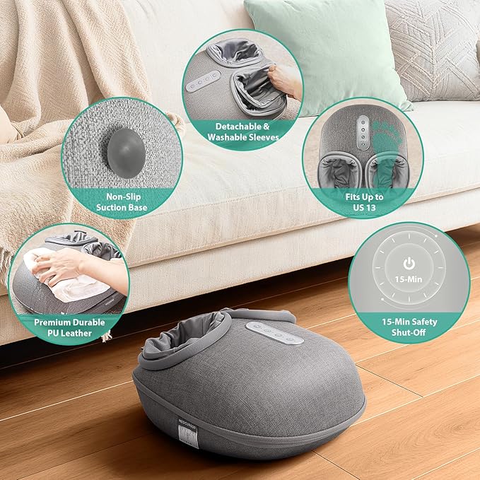 Medcursor Foot Massager Machine with Heat, Shiatsu Deep Kneading, Delivers Relief for Tired Muscles and Plantar, Multi-Level Settings & Adjustable Intensity for Home or Office Use, Gifts for Women Mom - Bloomnest