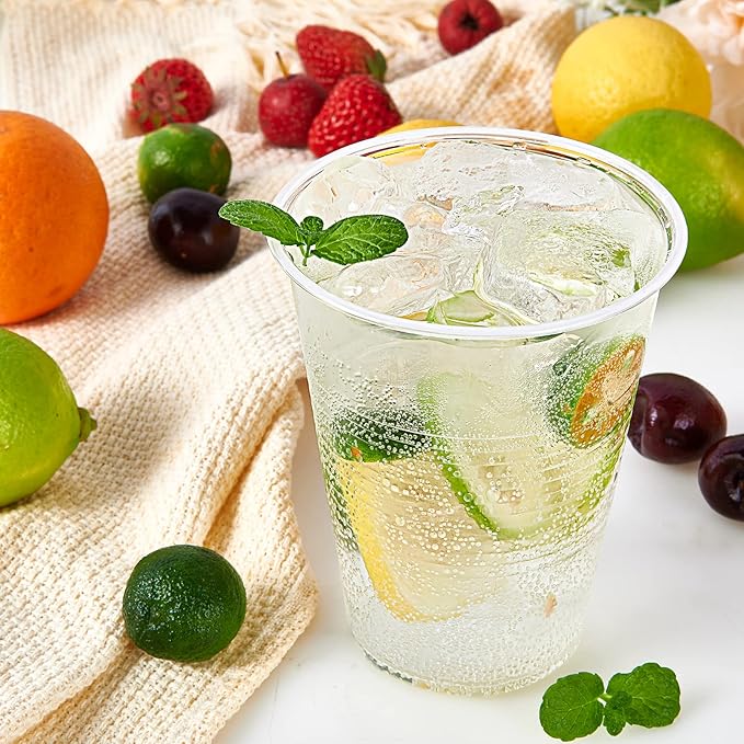 Turbo Bee 16oz Disposable Plastic Cups 420 Pack,Clear Party Cups, Transparent Tumblers, Bulk 16oz Drinking Cups for Large Gatherings, Restaurants, Daily Use, or Bulk Commercial Needs - Bloomnest