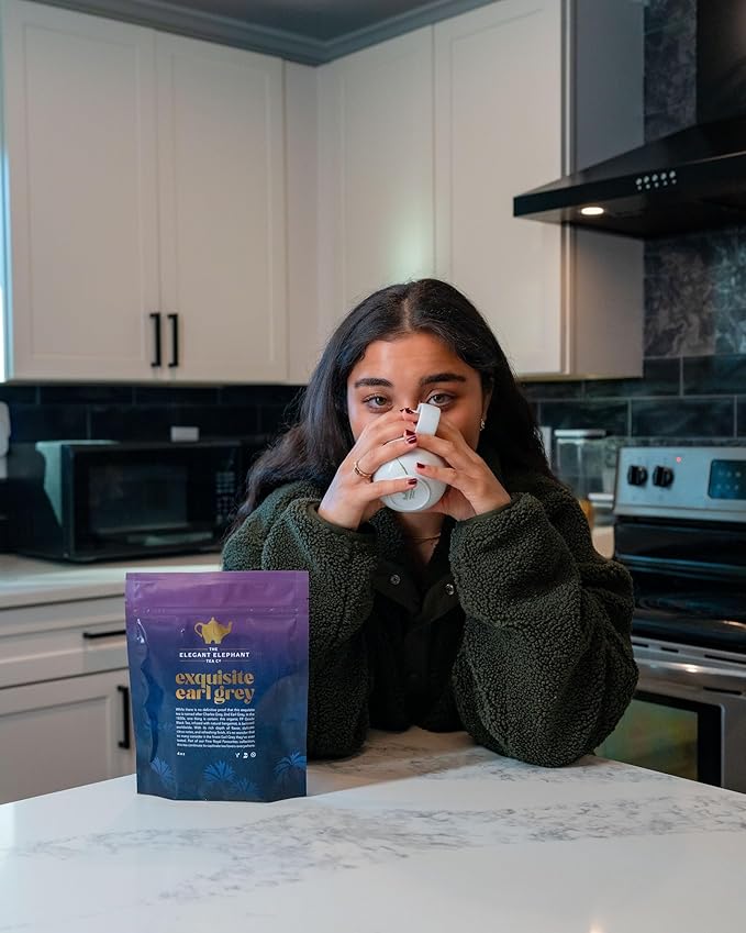 Earl Grey Tea, Organic Loose Leaf Black Tea – Classic Bergamot & Citrus Flavor – Boost Clarity & Wellness – Drink Hot or Iced – 4 oz Resealable Bag (Makes 50 Cups) – The Elegant Elephant - Bloomnest
