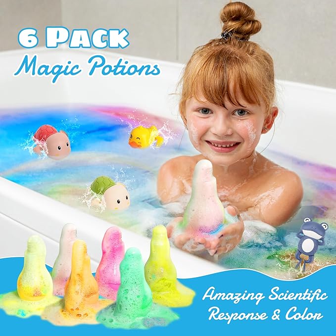 FIREKOTO® 8pcs Purely Handmade Kids' Rainbow Interactive Bath Bombs kids Potions丨Organic Colorful Bubble Bath for Kids Safe, Best Birthday, Party, Easter Bath Bombs Gift Set for Girls and Boys(8-Pack) - Bloomnest