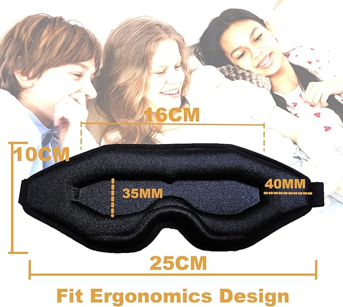 Sleep Mask for Side Sleepers - 100% Blackout Eye Mask for Sleep, 3D Sleeping Mask for Women, sleepmask for Eyelash Extensions, Light Blocking Sleeping Mask for Men, Eye Mask for Travel & Gifts - Bloomnest