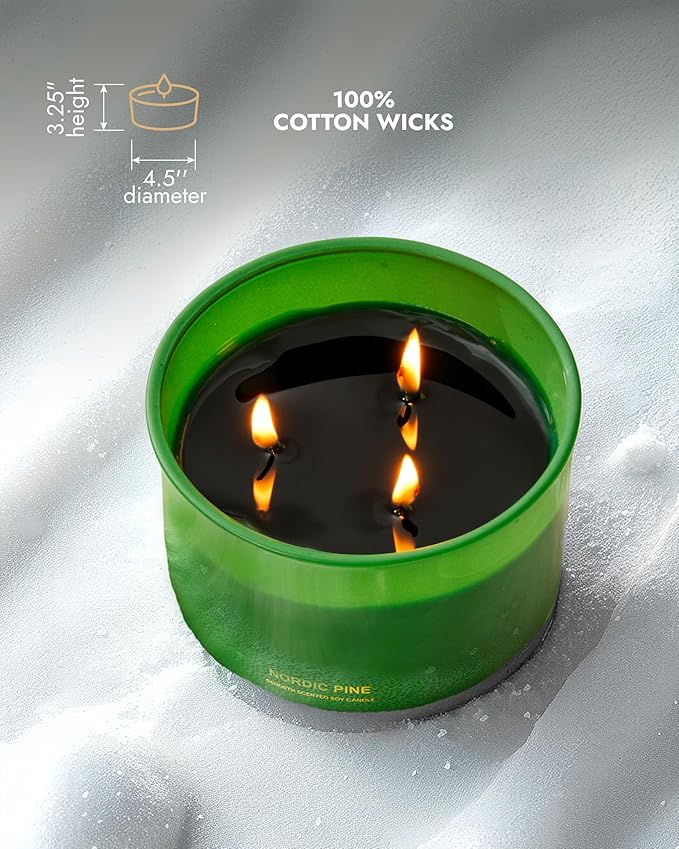 96NORTH Luxury Pine Soy Candle | Large 3 Wick Jar Candle | Up to 40 Hours Burning Time | 100% Natural Soy Wax | Relaxing Aromatherapy Aesthetic Candle - Bloomnest