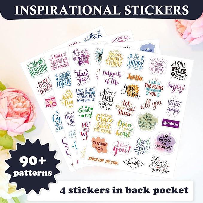 Gratitude Journal with 4 Inspirational Stickers: Undated Daily Gratitude Journal for Women and Men - More Happiness, Affirmation, and Mindfulness in A Few Minutes with Prompts & Quotes Floral - Bloomnest