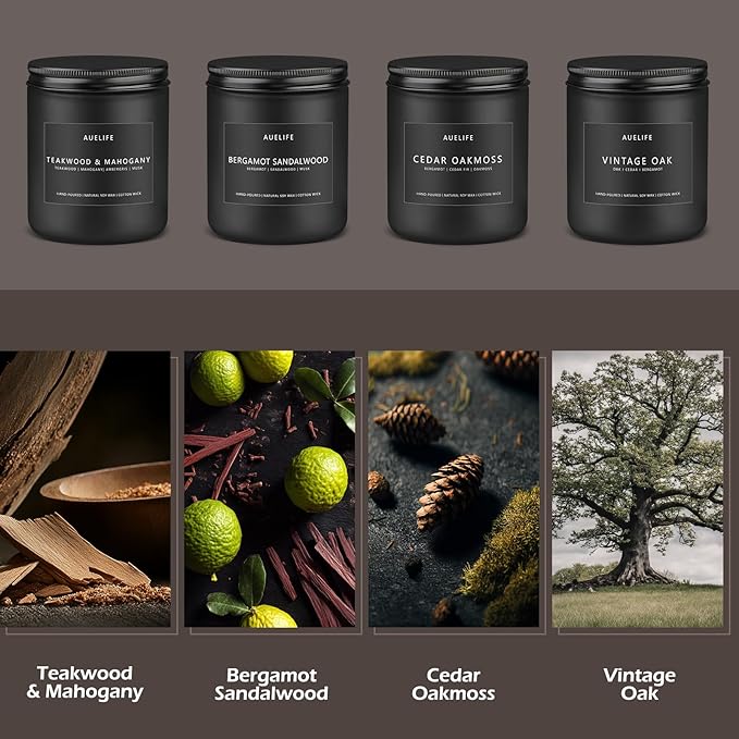 Scented Candles Set - 8 Pack Soy Jar Candle for Home Scented, Aromatherapy Candle Gifts for Men, Women and Birthday, Masculine Home Fragrance Candle - Bloomnest