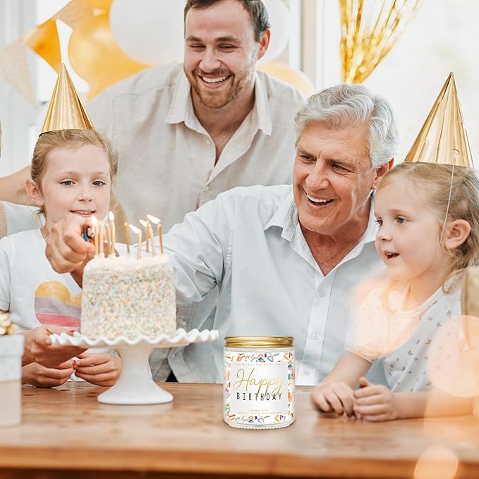 Happy Birthday Candle - Vanilla Cream Birthday Candle, Unique Birthday Gifts for Women - 7oz Scented Candle with Sprinkles, Birthday Gifts for Men/Best Friend - Bloomnest