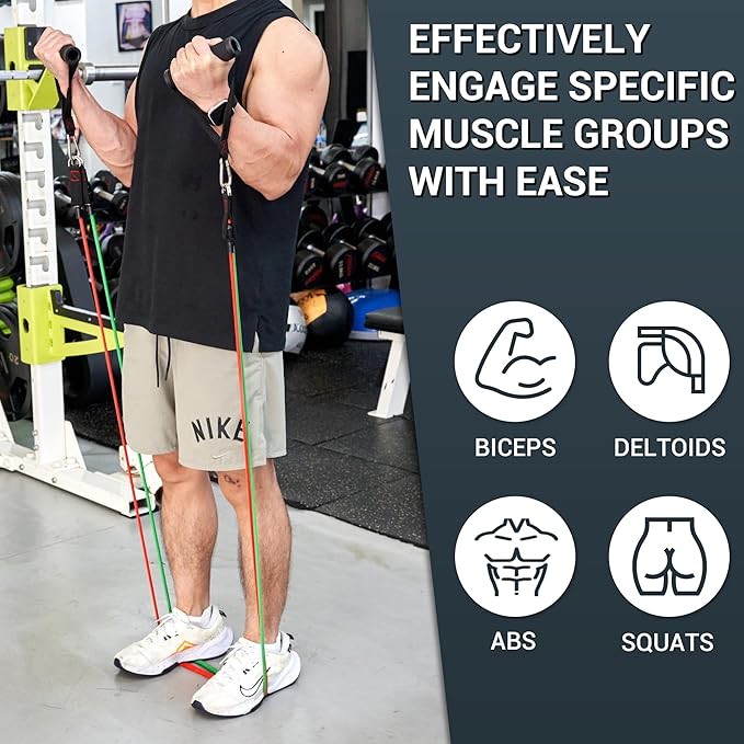 TheFitLife Resistance Bands with Handles - Designed for American Body Types, Exercise Workout Tubes for Men, Women, Includes Large Handles, Ankle Straps, Door Anchor, Fitness Levels - Bloomnest