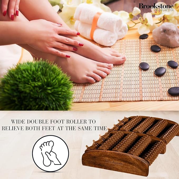 Brookstone Foot Roller Massager for Plantar Fasciitis Relief - Wooden Massage Roller for Foot Health - Stimulate Reflexes & Relieve Stress - Ideal Gift for Mom, Dad, Elderly - Bloomnest