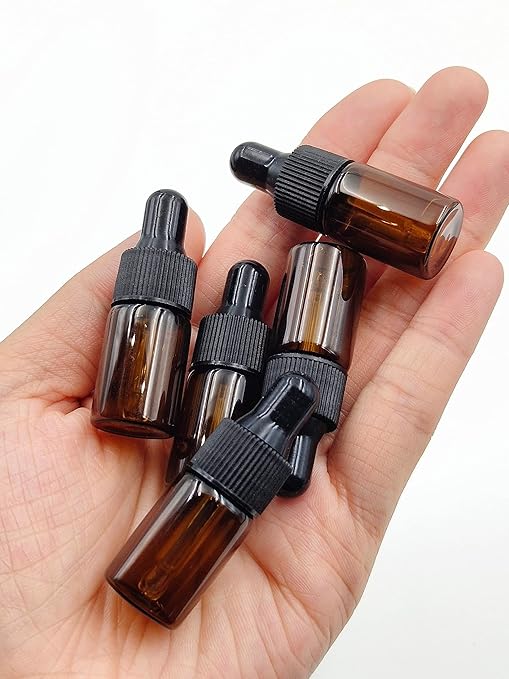 15Packs 3ml Tiny Amber Glass Mini Dropper Bottles for Essential Oils, Cosmetics, and Liquid Small Empty Travel Sample Vials with Dropper and Black Caps YYNGJCK