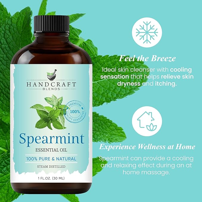 Handcraft Blends Spearmint Essential Oil – 1 Fl Oz – 100% Pure and Natural – Premium Grade Essential Oil for Diffuser and Aromatherapy, Skin, Massage, Candle and Soap Making Fragrance - Bloomnest