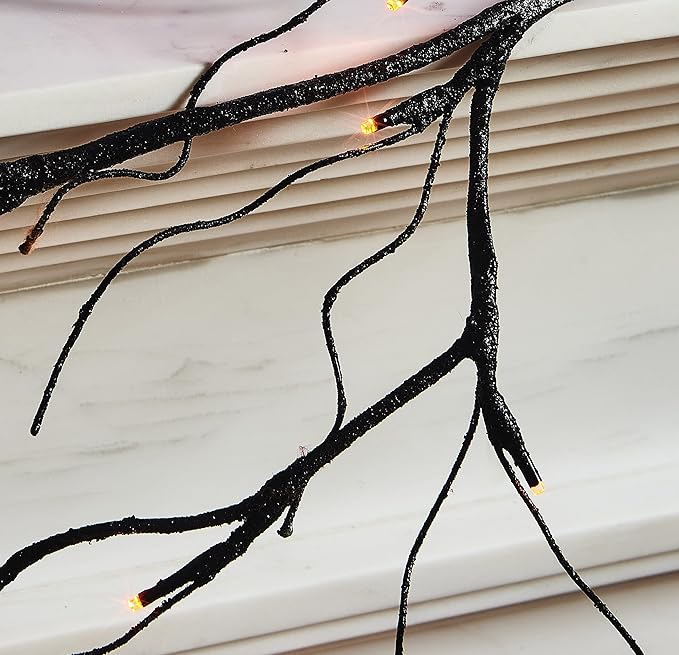 Birchlitland Halloween Lighted Garland Battery Operated with Timer 6FT 48 LED Fairy Lights, Faux Vine with Lights for Mantel Fireplace Wall Patio and Holiday Decor - Bloomnest