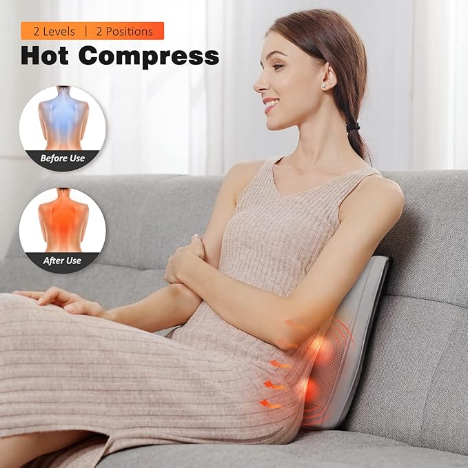 Boriwat Neck and Shoulder Massager with Heat, Shiatsu Massage Pillow with 3D Deep Tissue Kneading for Back Legs Foot Body Pain Relief,at Home Office Car, Gift for Mom & Dad - Bloomnest