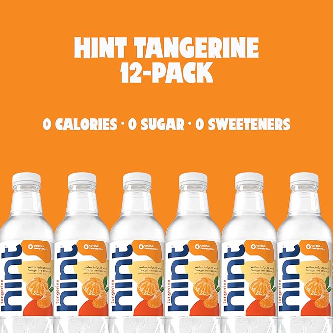 Hint Fruit-Infused Bottled Water, Tangerine - Sugar Free Flavored Water with Zero Calories, Naturally Flavored, and No Artificial Sweeteners - 16 Fl Oz (Pack of 12) - Bloomnest