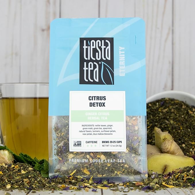 Tiesta Tea - Ginger Citrus Herbal Loose Leaf Tea, Lemon Ginger Tea with Mint and Chamomile, Caffeine-Free, Brew Hot or Iced, Makes Up to 25 Cups, Resealable Pouch, 1.2 Ounce - Bloomnest