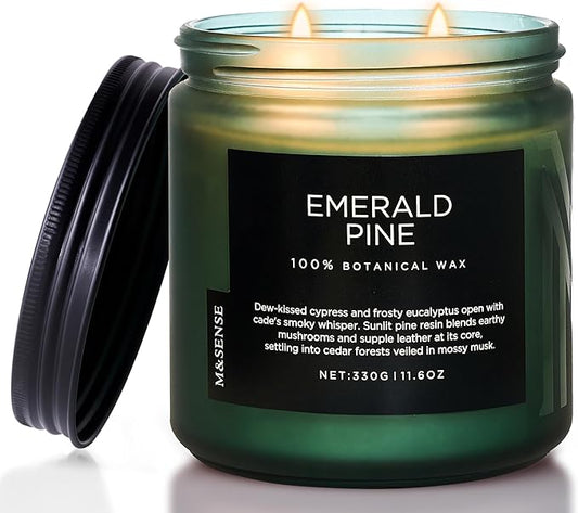 M&SENSE Pine Scented Candles Natural Soy Wax Clean Non Toxic 11.6oz 70 Hours Large Long Lasting Christmas Winter Scented 2 Wicks Candle Gift for Holiday & Family Friends Teachers - Bloomnest