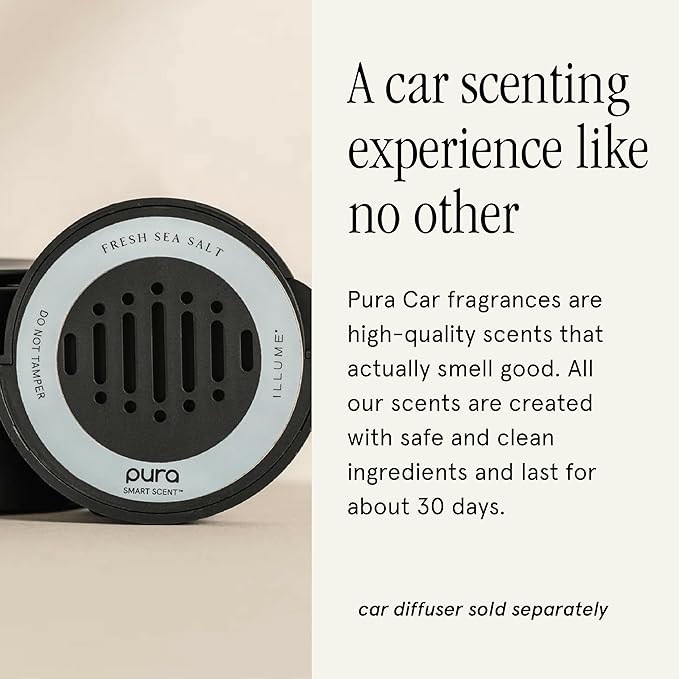 Pura Car Scent Refill - Fragrance for Pura Car Diffuser - Clean & Safe Luxury Diffuser Scent - Long-Lasting Fragrance for 30 Days of Aroma - Fresh Sea Salt - Bloomnest