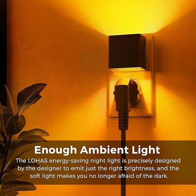 L LOHAS LED Night Light,Night Lights Plug into Wall,[2-Pack] Dimmable Night Light with Light Sensor,1800K Amber Light,Modern Nightlight for Bathroom Hallway Kitchen - Bloomnest