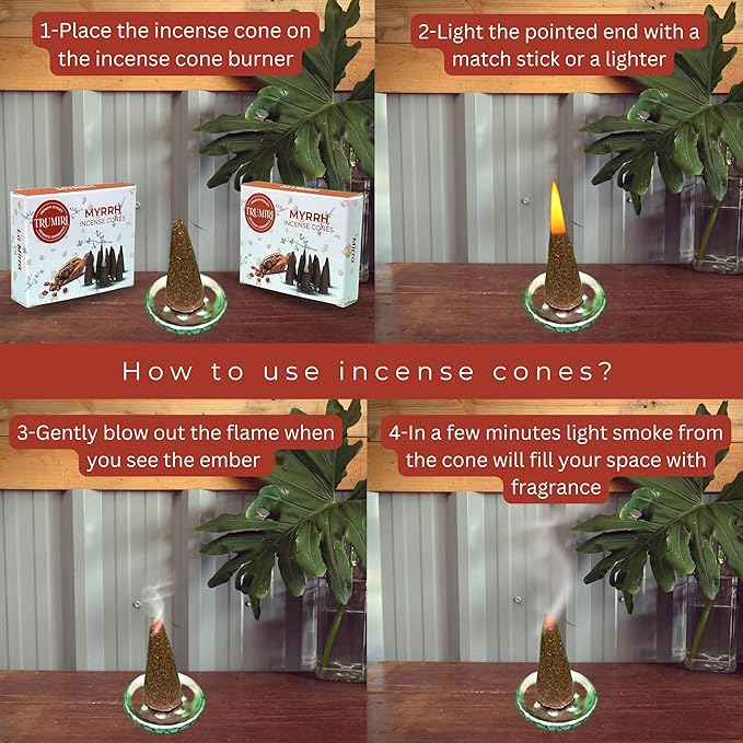 TRUMIRI Myrrh - Scented Incense Cones - Total 20 Cone Incense - Dual Pack of 10 Insence Cones - Incense Cones Scented - Cone Incense Scents - Insense Cones - Incent Cone TRUMIRI