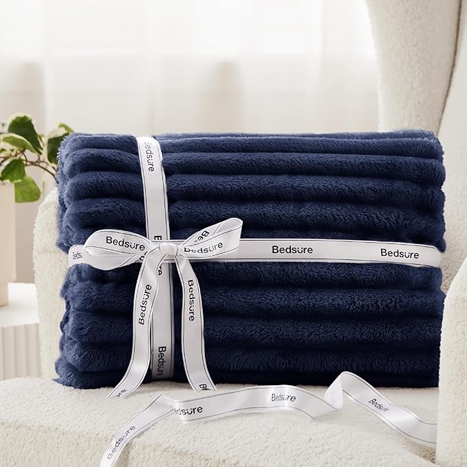 Bedsure GentleSoft Navy Blue Fleece Blanket for Couch - Cozy Soft Blankets for Women, Cute Small Throws for Girls, Navy, 50x60 Inches - Bloomnest