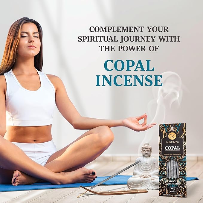 Copal Incense Sticks (70 Pack) – Long Burning White Copal Resin Smudge Kit for Cleansing, Meditation, Rituals & Home Energy Refresh LotsOfZen