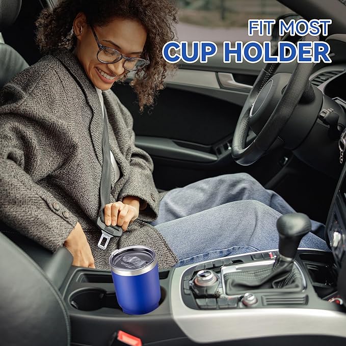 30 oz Tumbler with Lid Stainless Steel Tumblers Bulk Vacuum Insulated Cup Reusable Powder Coated Travel Mug Double Wall Leak Proof Cups Keep Cold Drinks for 12 Hours Blue, Set of 4 - Bloomnest