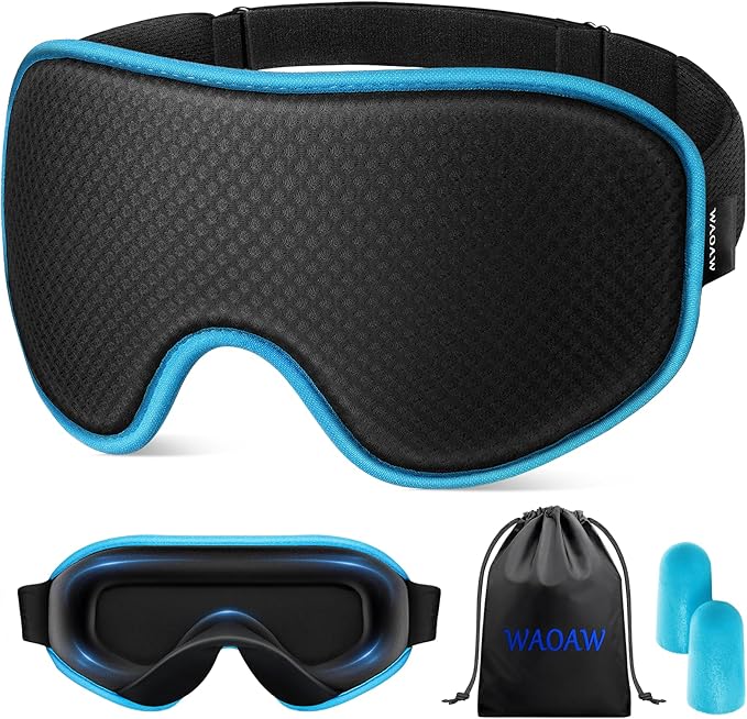 WAOAW Sleep Mask for Men Women: Blackout Eye Masks for Sleep - 3D Breathable Soft Comfortable Eye Mask for Travel - Adjustable Light Blocking Night Masks for Sleeping - Bloomnest